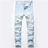 Fashion Inelasticity Mid Waist Men's Destroyed Jeans Straight Pants